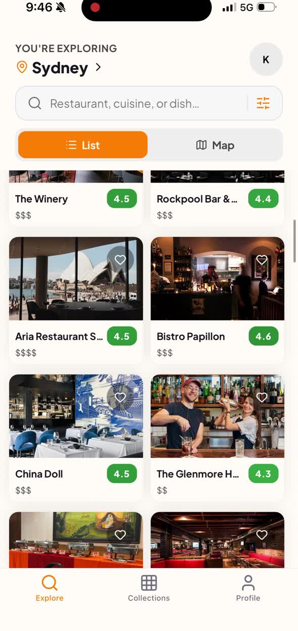 Home feed restaurants